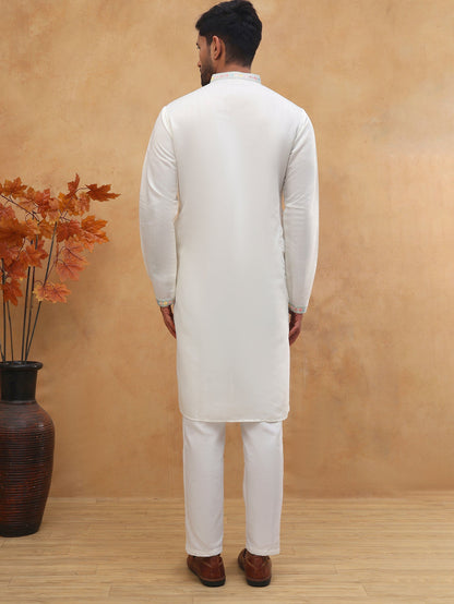 Silk Blend Embroidered Kurta Pyjama