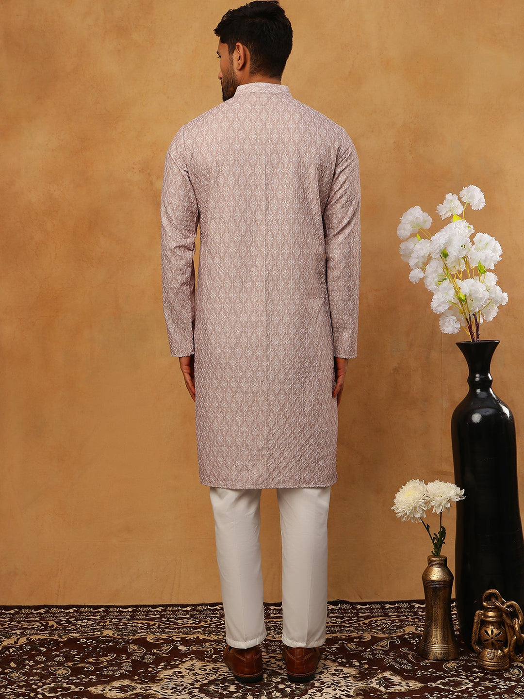 Cotton Blend Printed &amp; Embroidered Kurta Pyjama