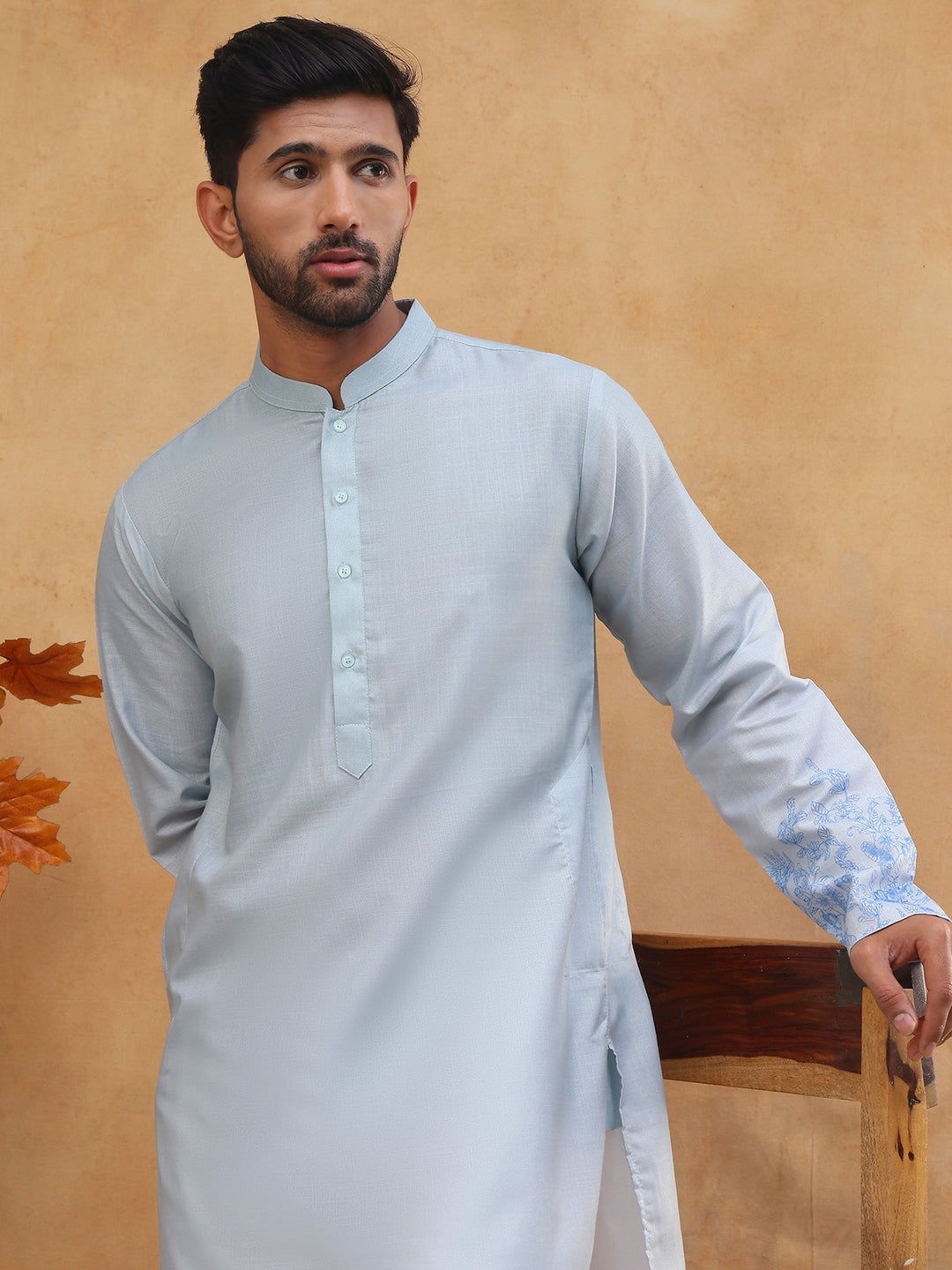 Men’S Cotton Blend Printed Kurta Pyjama