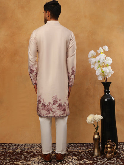 Men’S Cotton Blend Printed Kurta Pyjama