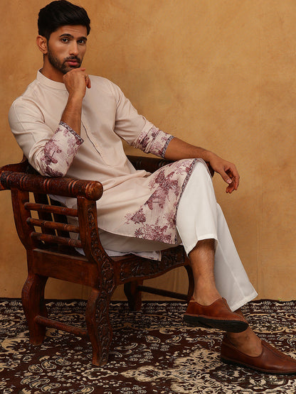 Men’S Cotton Blend Printed Kurta Pyjama