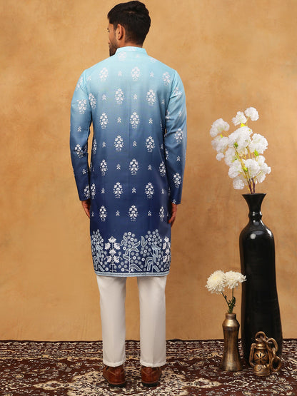 Printed Cotton Blend Kurta Pyjama Set