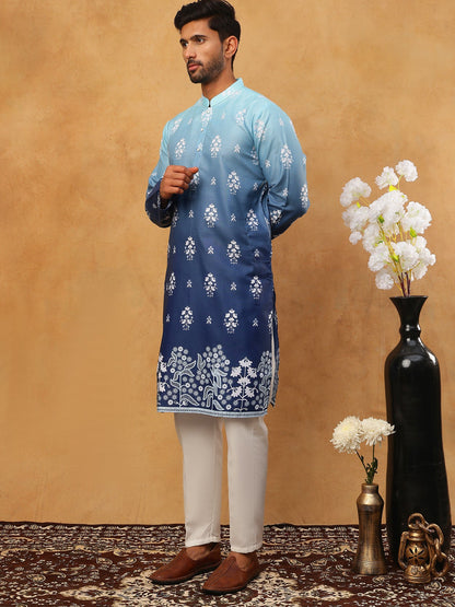 Printed Cotton Blend Kurta Pyjama Set