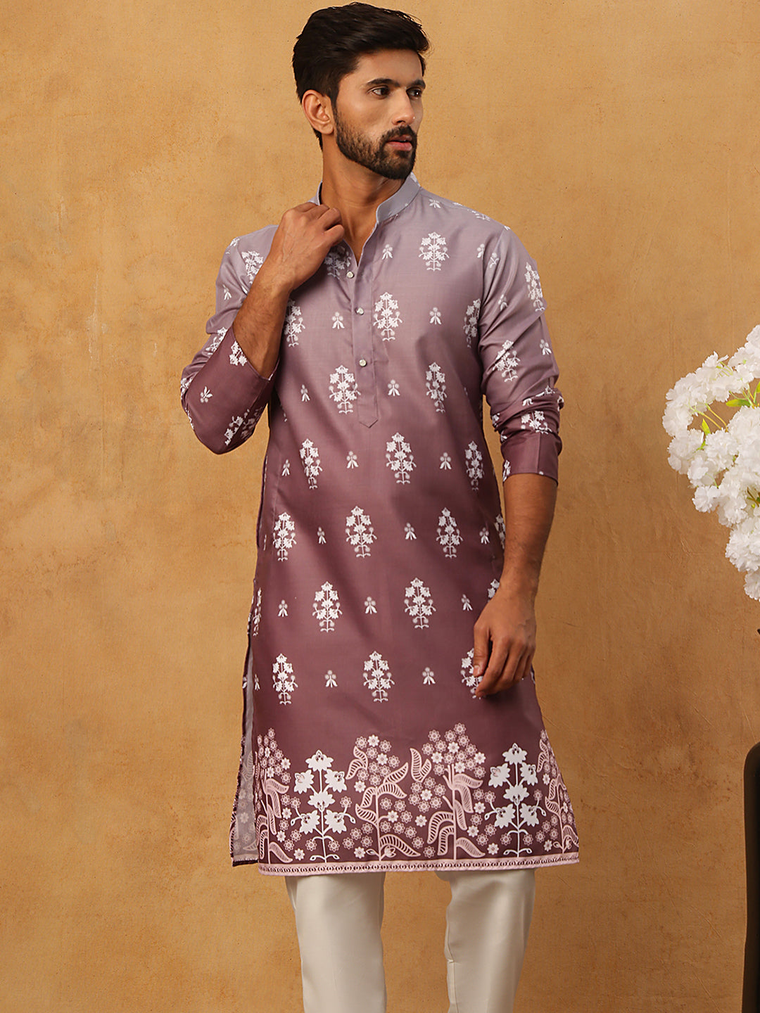 Printed Cotton Blend Kurta Pyjama Set