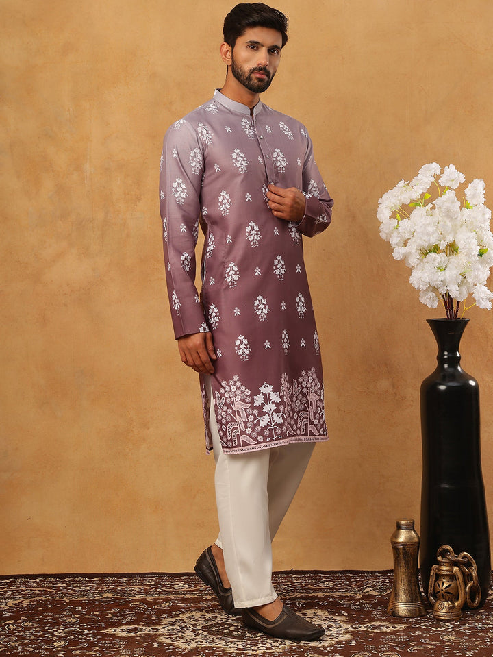 Printed Cotton Blend Kurta Pyjama Set