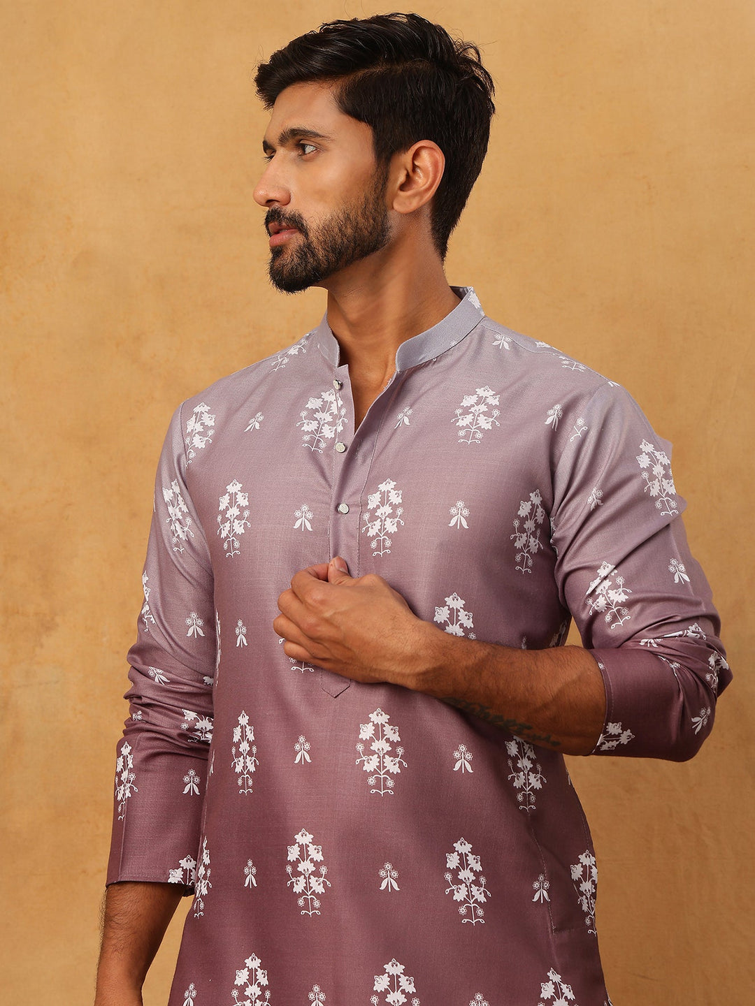 Printed Cotton Blend Kurta Pyjama Set
