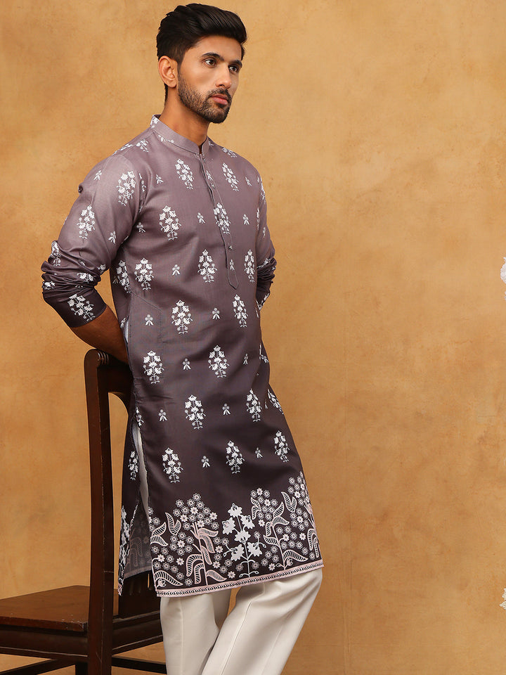 Printed Cotton Blend Kurta Pyjama Set