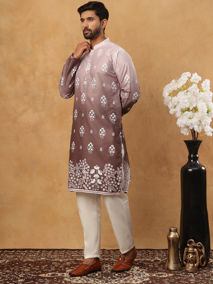 Printed Cotton Blend Kurta Pyjama Set