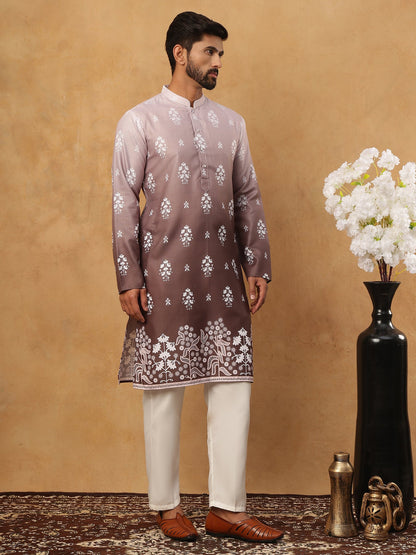 Printed Cotton Blend Kurta Pyjama Set
