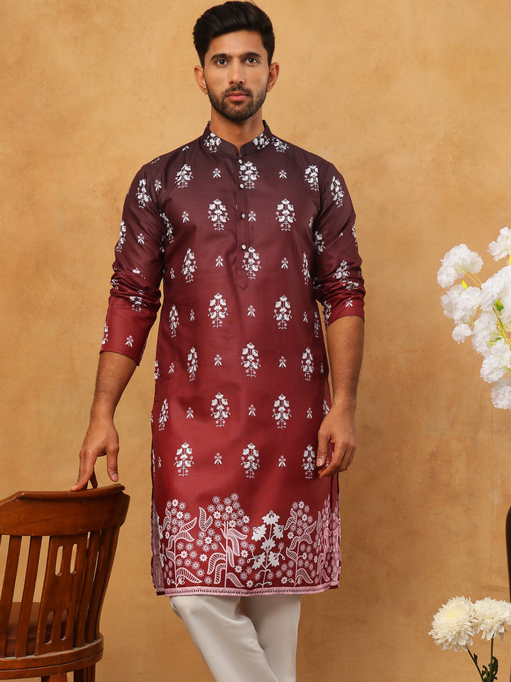 Printed Cotton Blend Kurta Pyjama Set