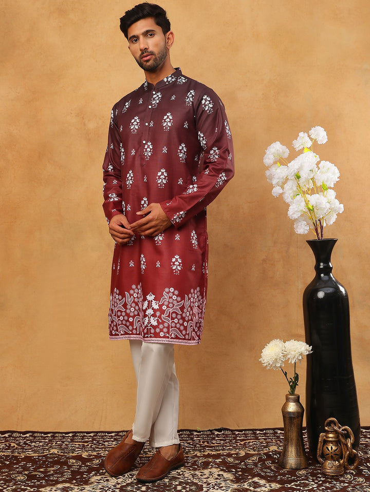 Printed Cotton Blend Kurta Pyjama Set