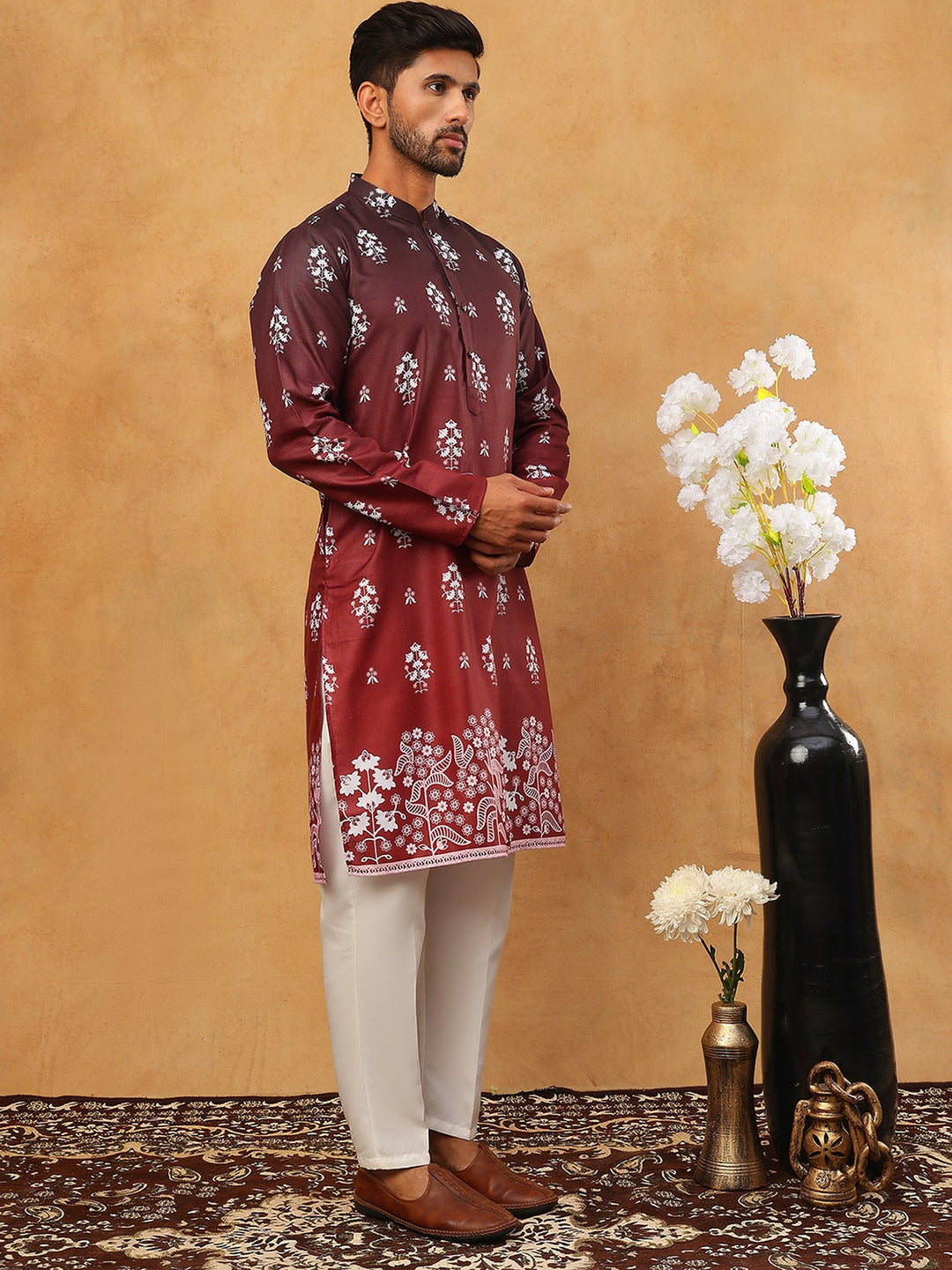 Printed Cotton Blend Kurta Pyjama Set
