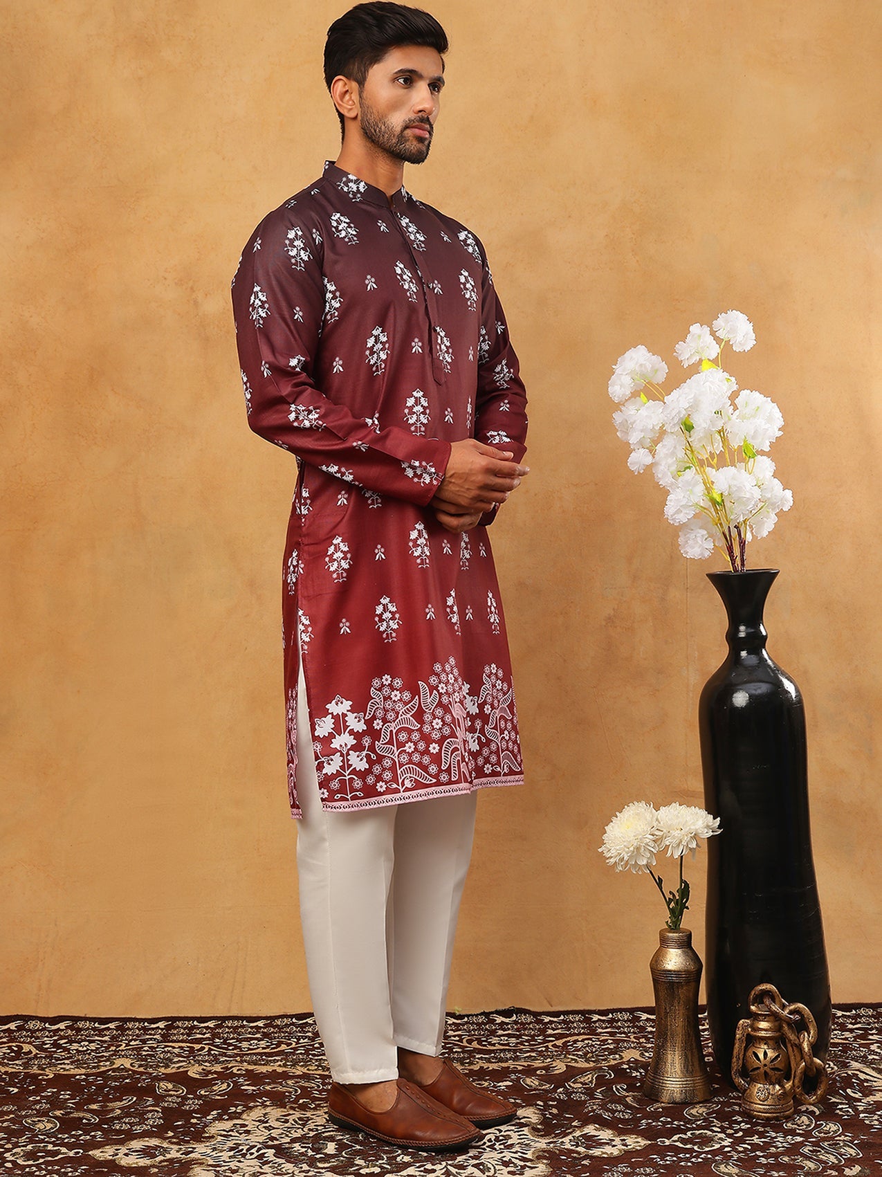 Printed Cotton Blend Kurta Pyjama Set
