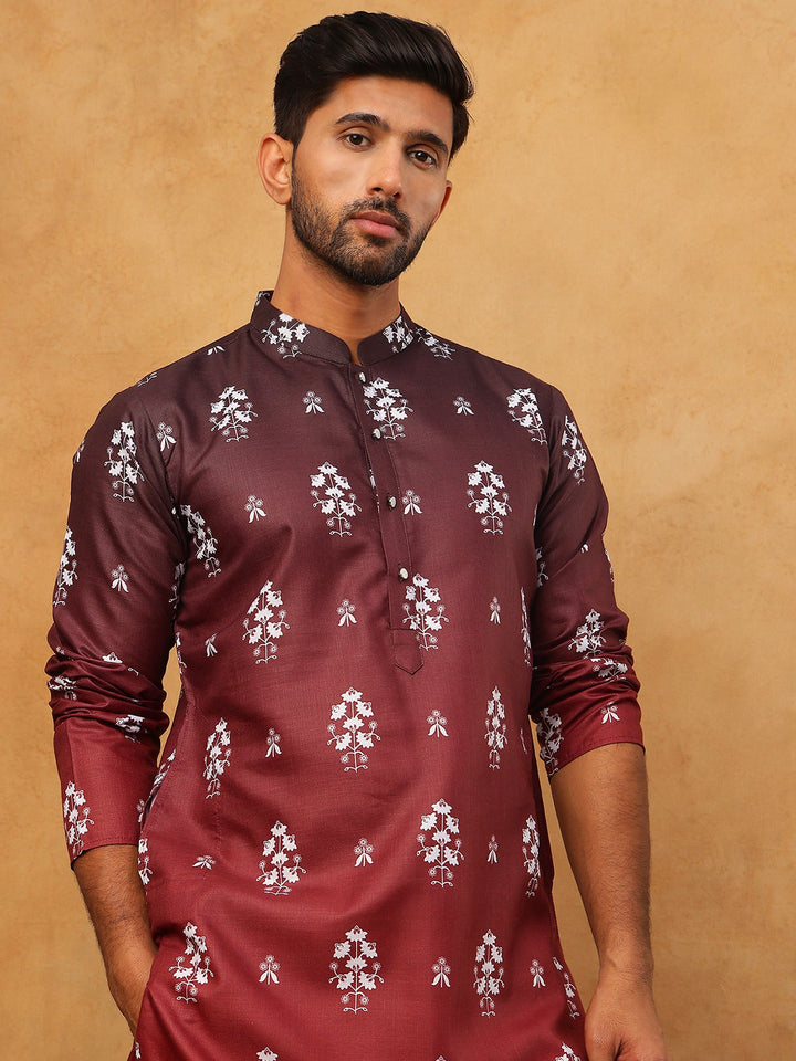 Printed Cotton Blend Kurta Pyjama Set