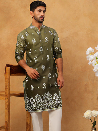 Printed Cotton Blend Kurta Pyjama Set