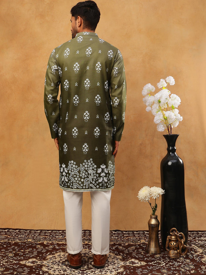 Printed Cotton Blend Kurta Pyjama Set