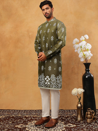 Printed Cotton Blend Kurta Pyjama Set