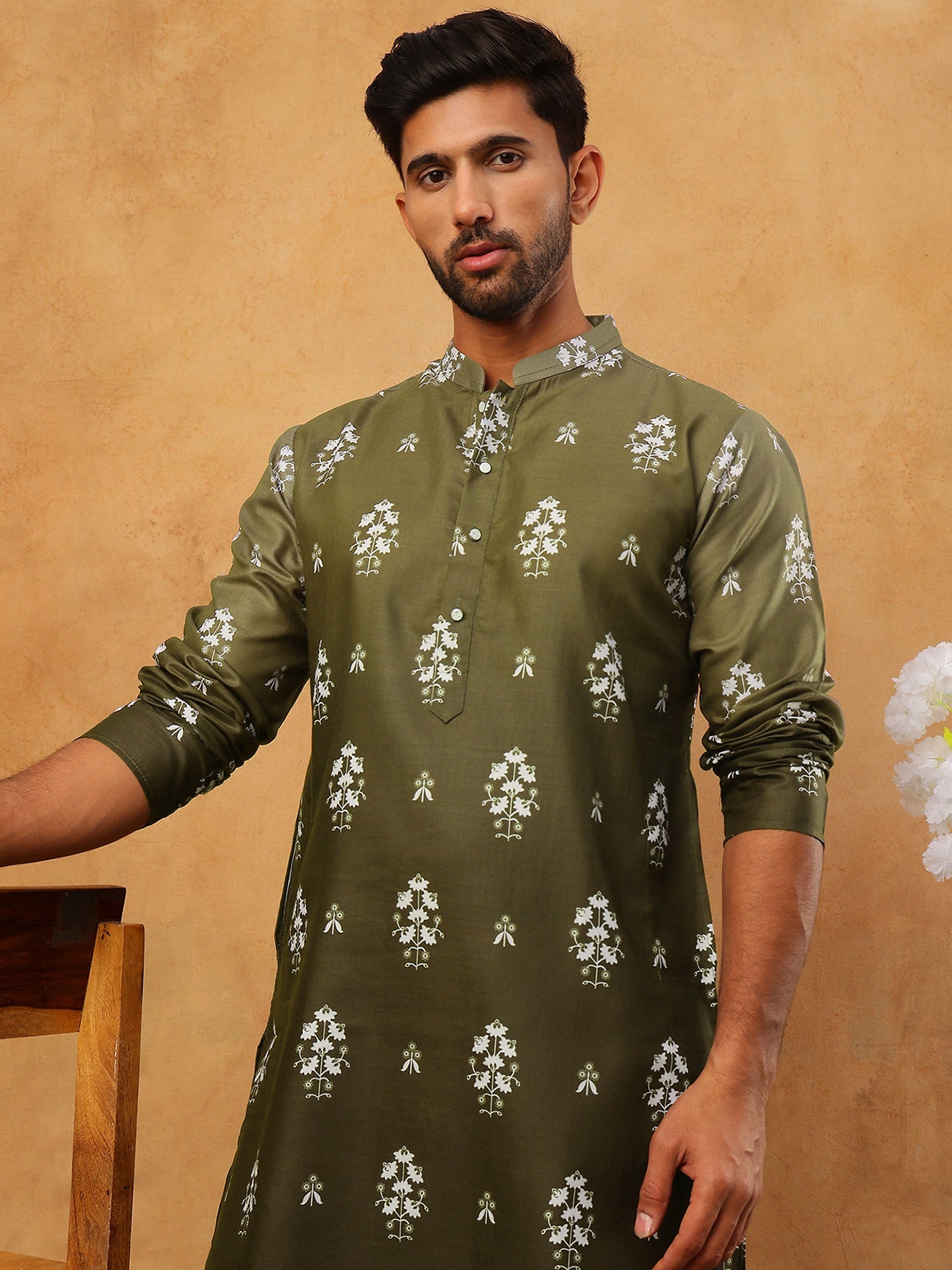 Printed Cotton Blend Kurta Pyjama Set