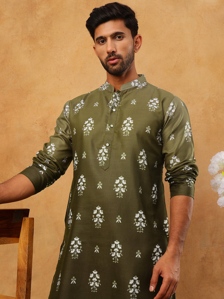 Printed Cotton Blend Kurta Pyjama Set