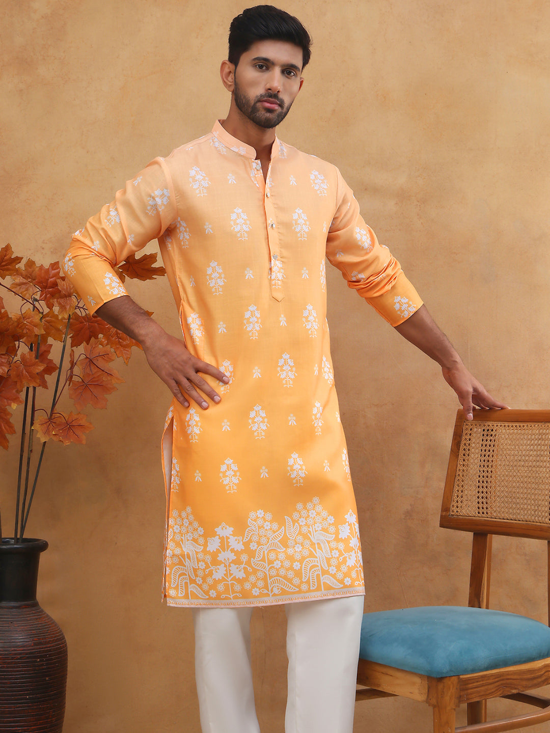 Printed Cotton Blend Kurta Pyjama Set