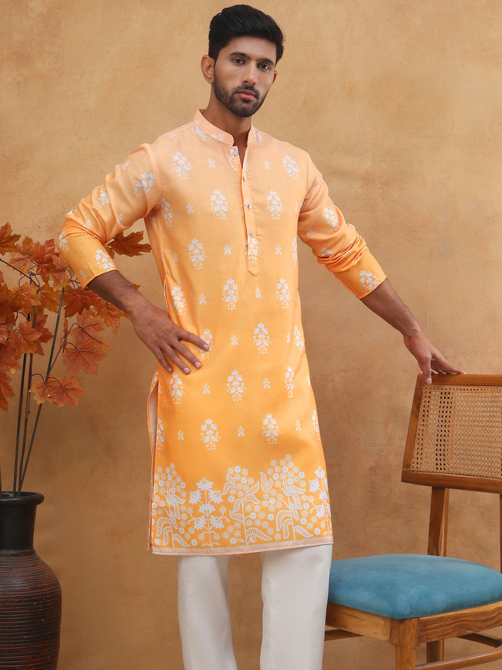 Printed Cotton Blend Kurta Pyjama Set