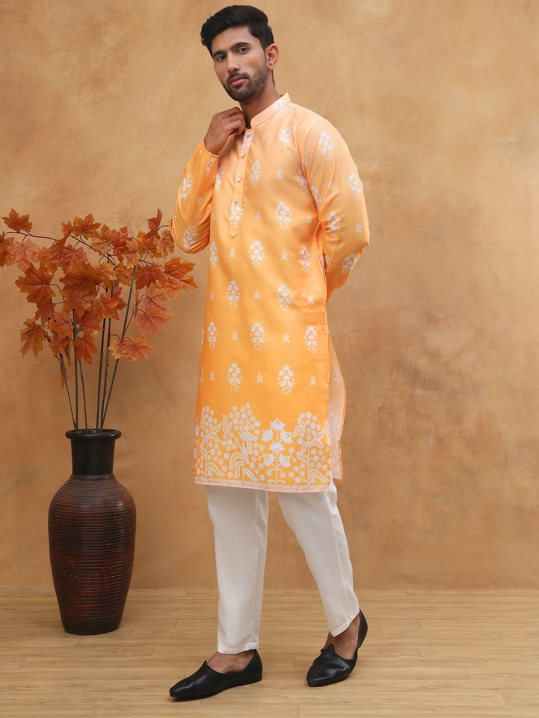 Printed Cotton Blend Kurta Pyjama Set
