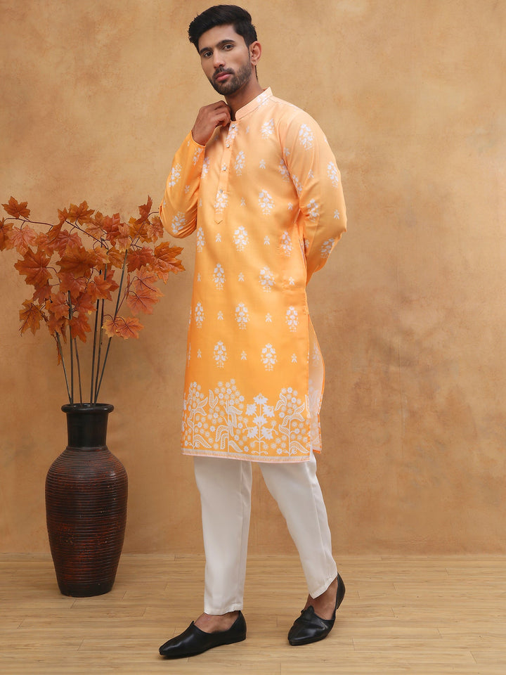 Printed Cotton Blend Kurta Pyjama Set