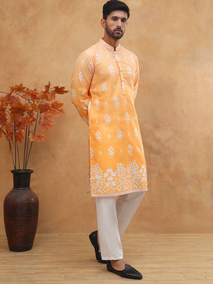 Printed Cotton Blend Kurta Pyjama Set