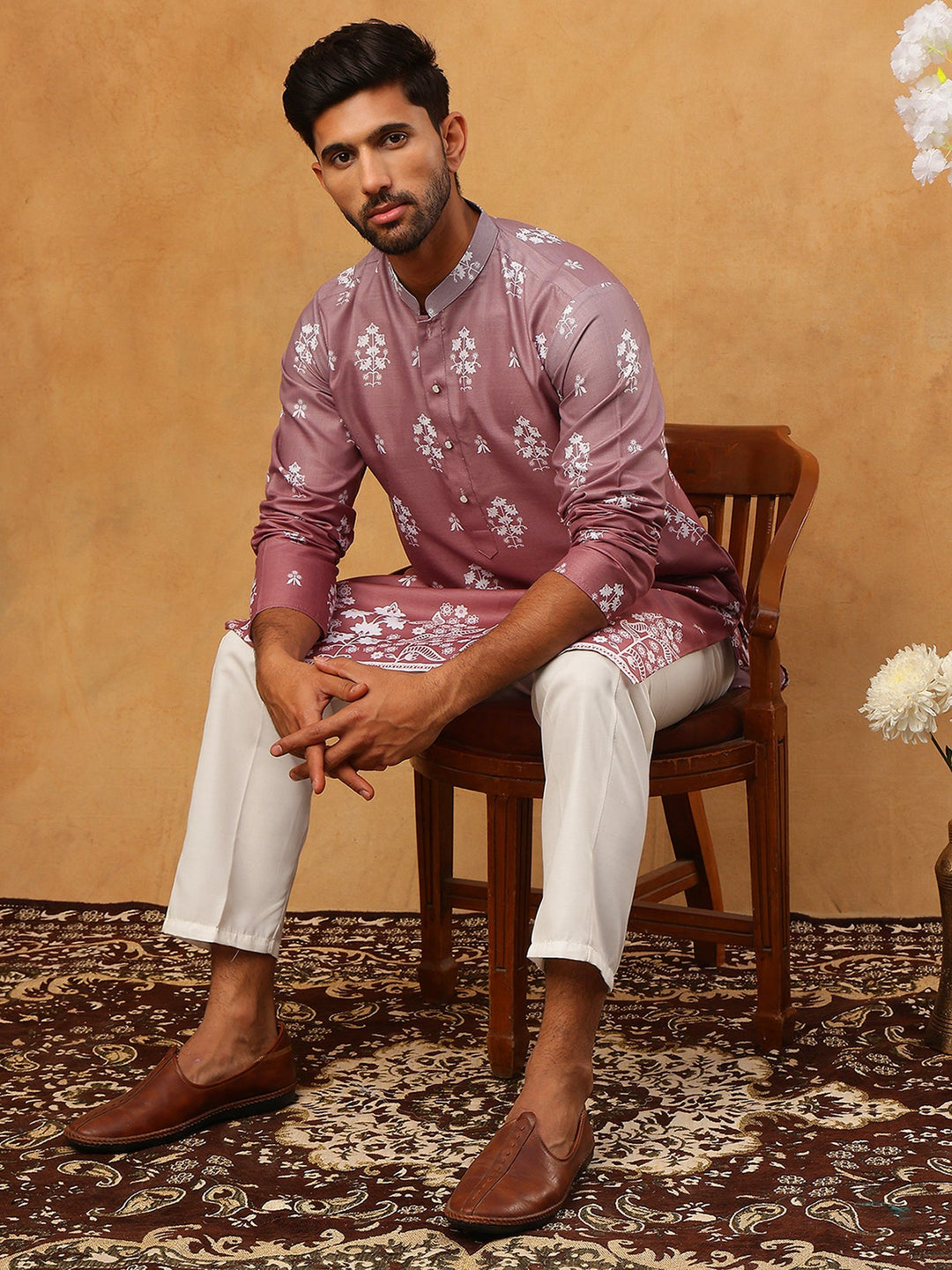 Printed Cotton Blend Kurta Pyjama Set