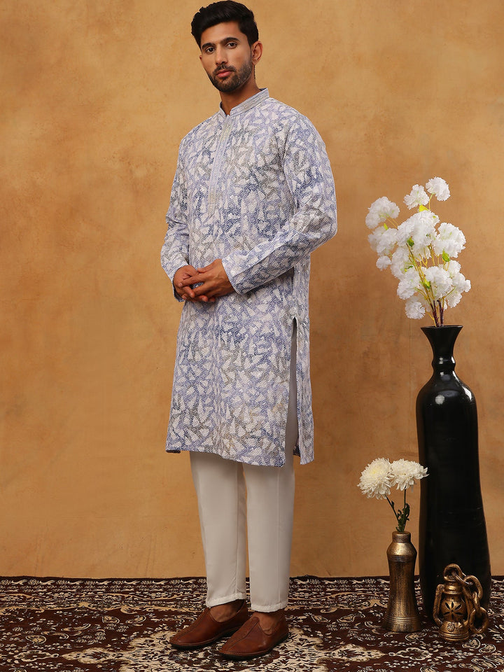 Printed &amp; Embroidered Kurta Pyjama Set
