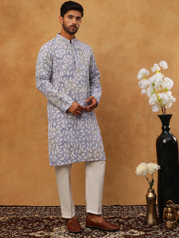 Printed &amp; Embroidered Kurta Pyjama Set