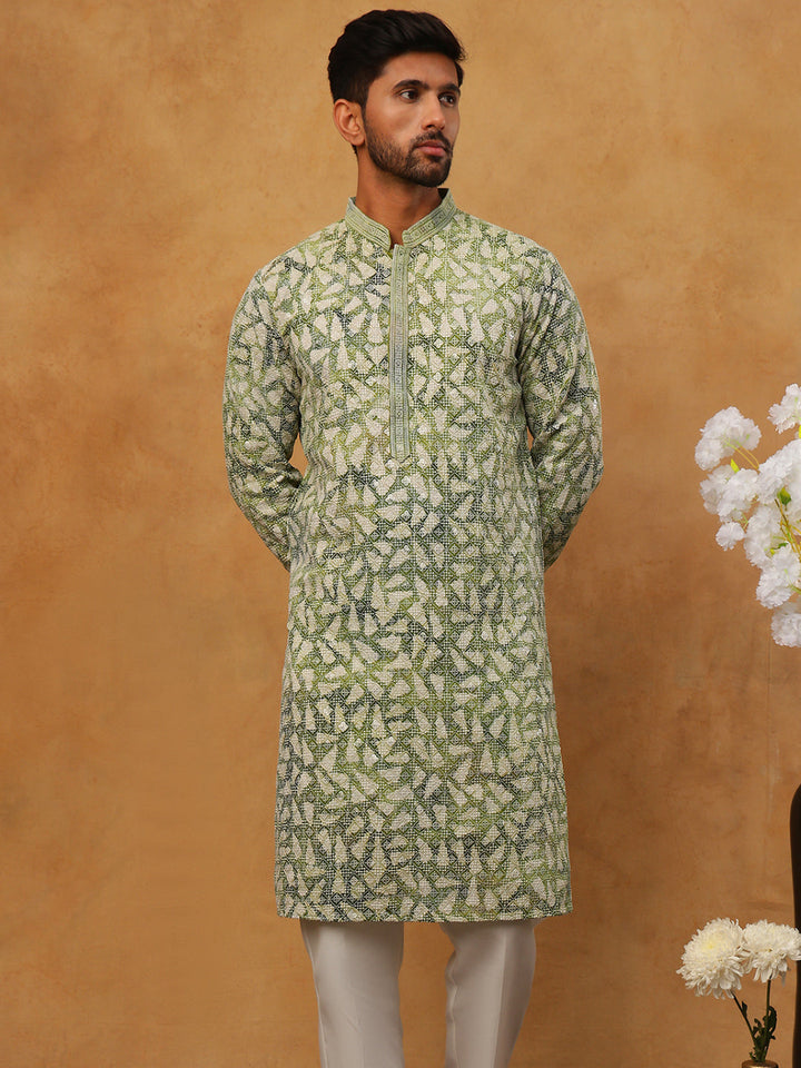 Printed &amp; Embroidered Kurta Pyjama Set