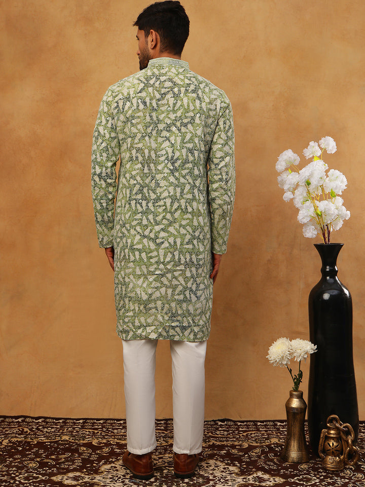 Printed &amp; Embroidered Kurta Pyjama Set