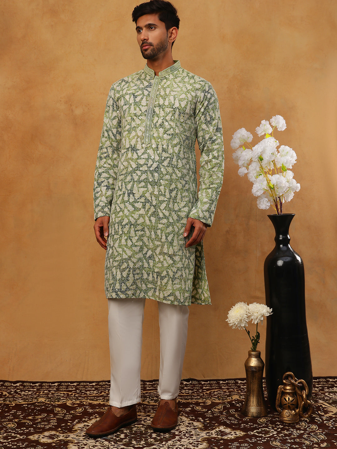 Printed &amp; Embroidered Kurta Pyjama Set