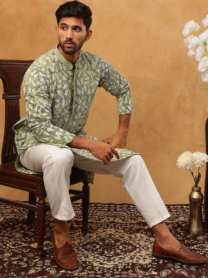 Printed &amp; Embroidered Kurta Pyjama Set