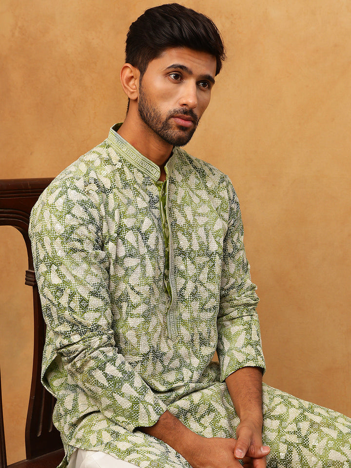 Printed &amp; Embroidered Kurta Pyjama Set