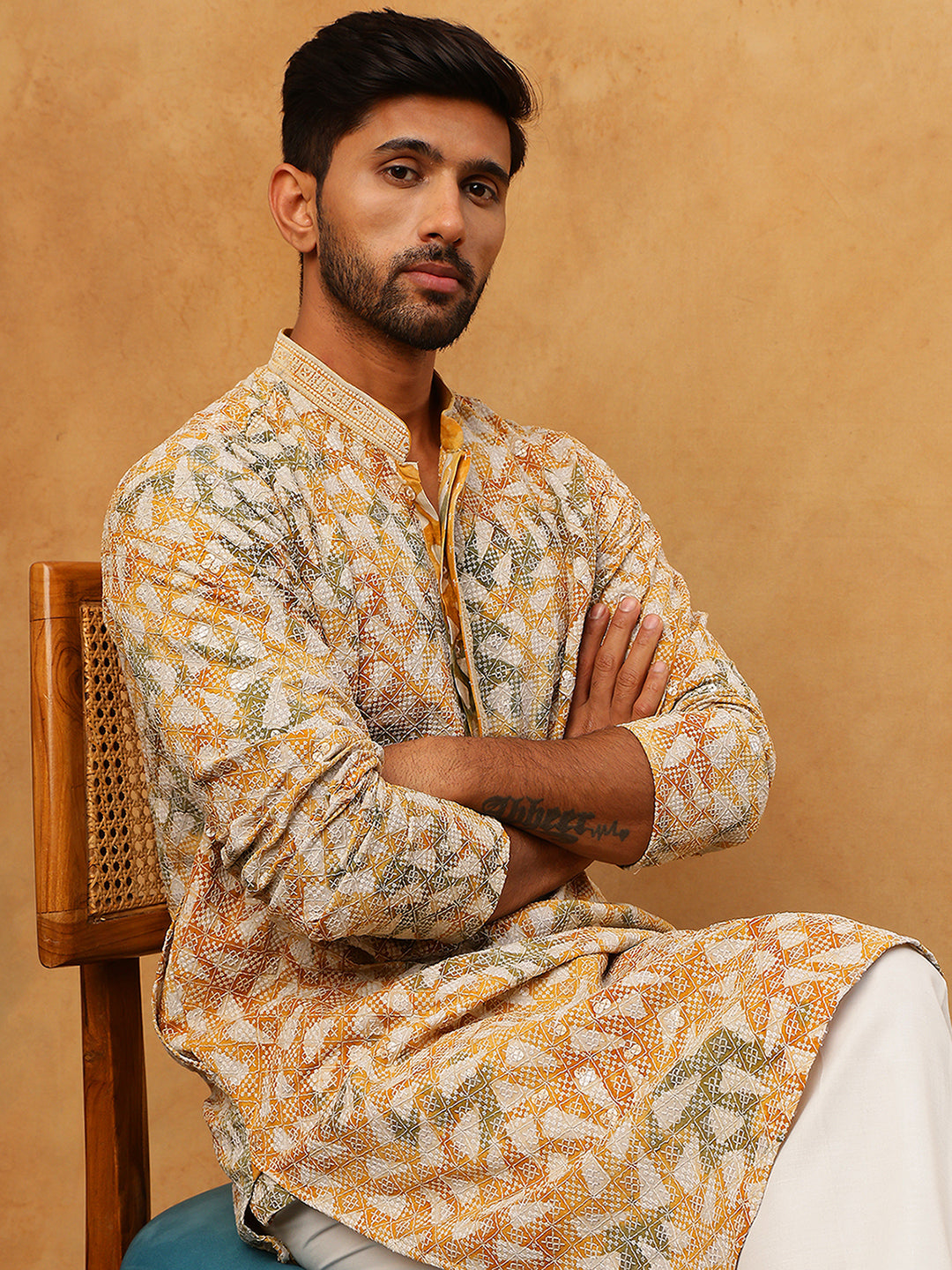 Printed &amp; Embroidered Kurta Pyjama Set