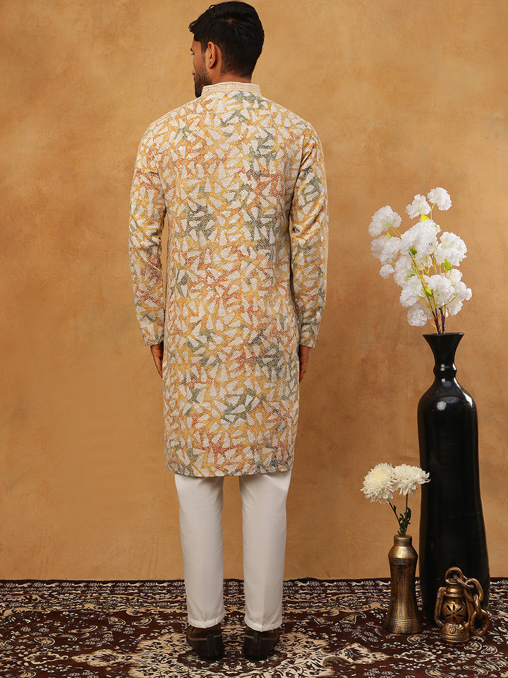 Printed &amp; Embroidered Kurta Pyjama Set