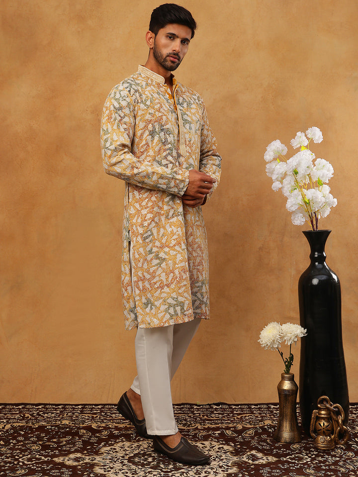 Printed &amp; Embroidered Kurta Pyjama Set