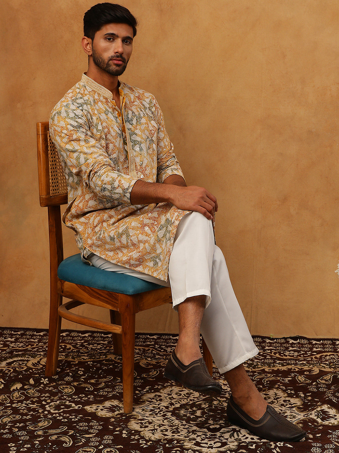 Printed &amp; Embroidered Kurta Pyjama Set