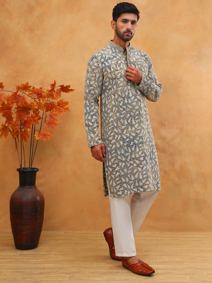 Printed & Embroidered Kurta Pyjama Set