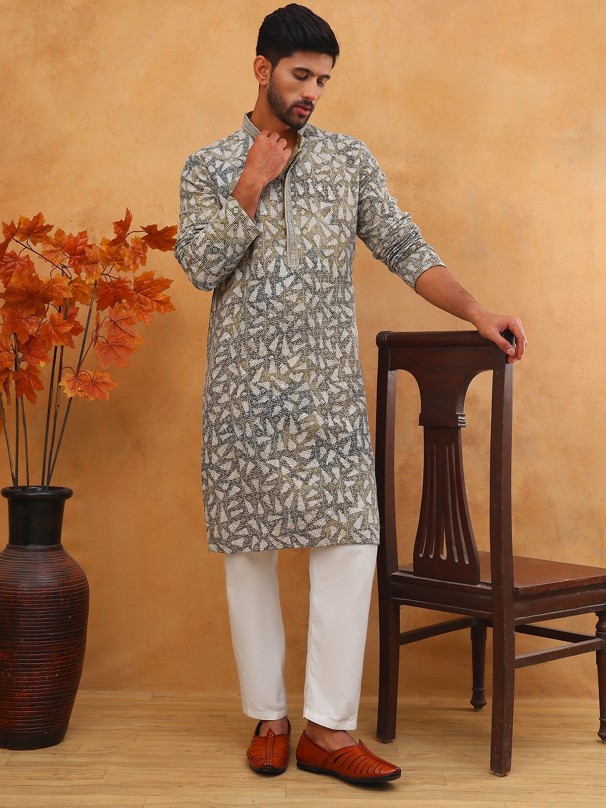 Printed & Embroidered Kurta Pyjama Set