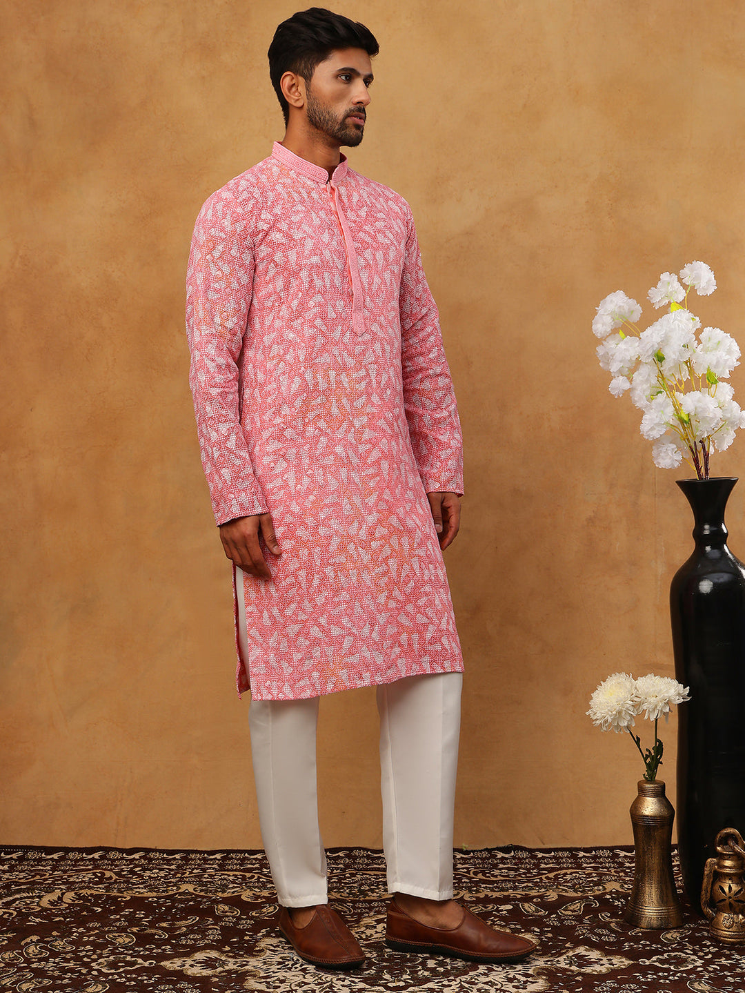 Printed &amp; Embroidered Kurta Pyjama Set