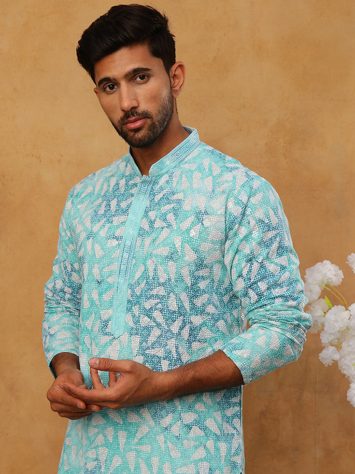 Printed &amp; Embroidered Kurta Pyjama Set