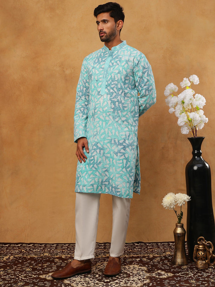 Printed &amp; Embroidered Kurta Pyjama Set