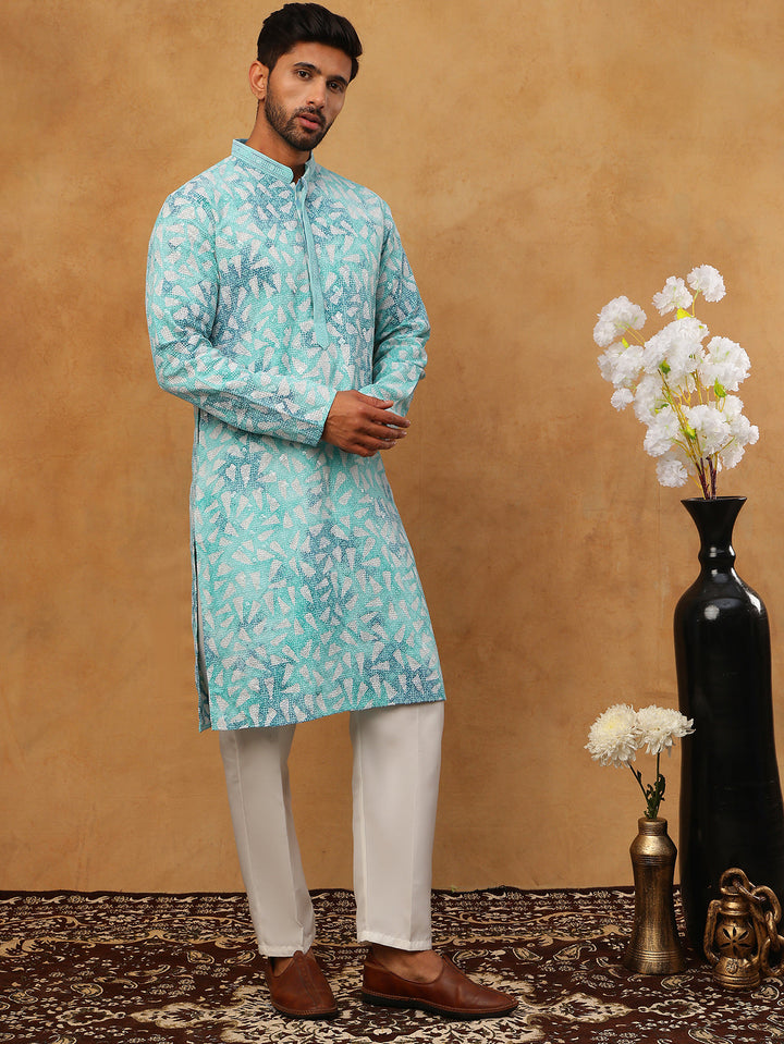 Printed &amp; Embroidered Kurta Pyjama Set