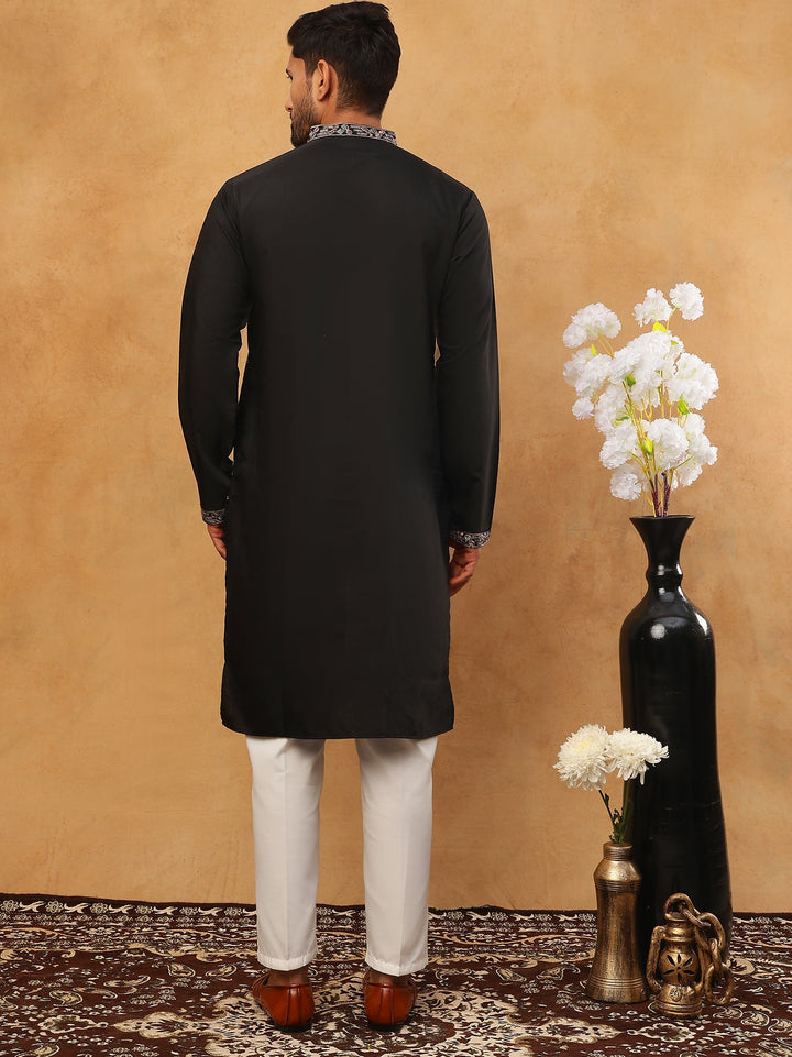 Embroidered Silk Blend Kurta Pyjama Set