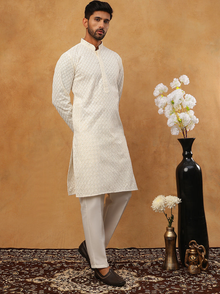 Men’S Ethnic Cotton Embroidered Kurta Pyjama