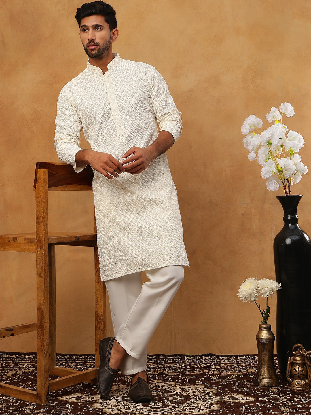 Men’S Ethnic Cotton Embroidered Kurta Pyjama