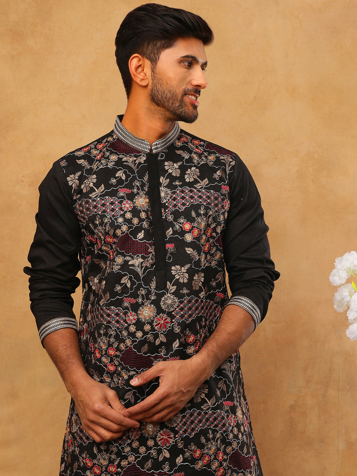 Premium Silk Blend Embroidered Kurta Pyjama